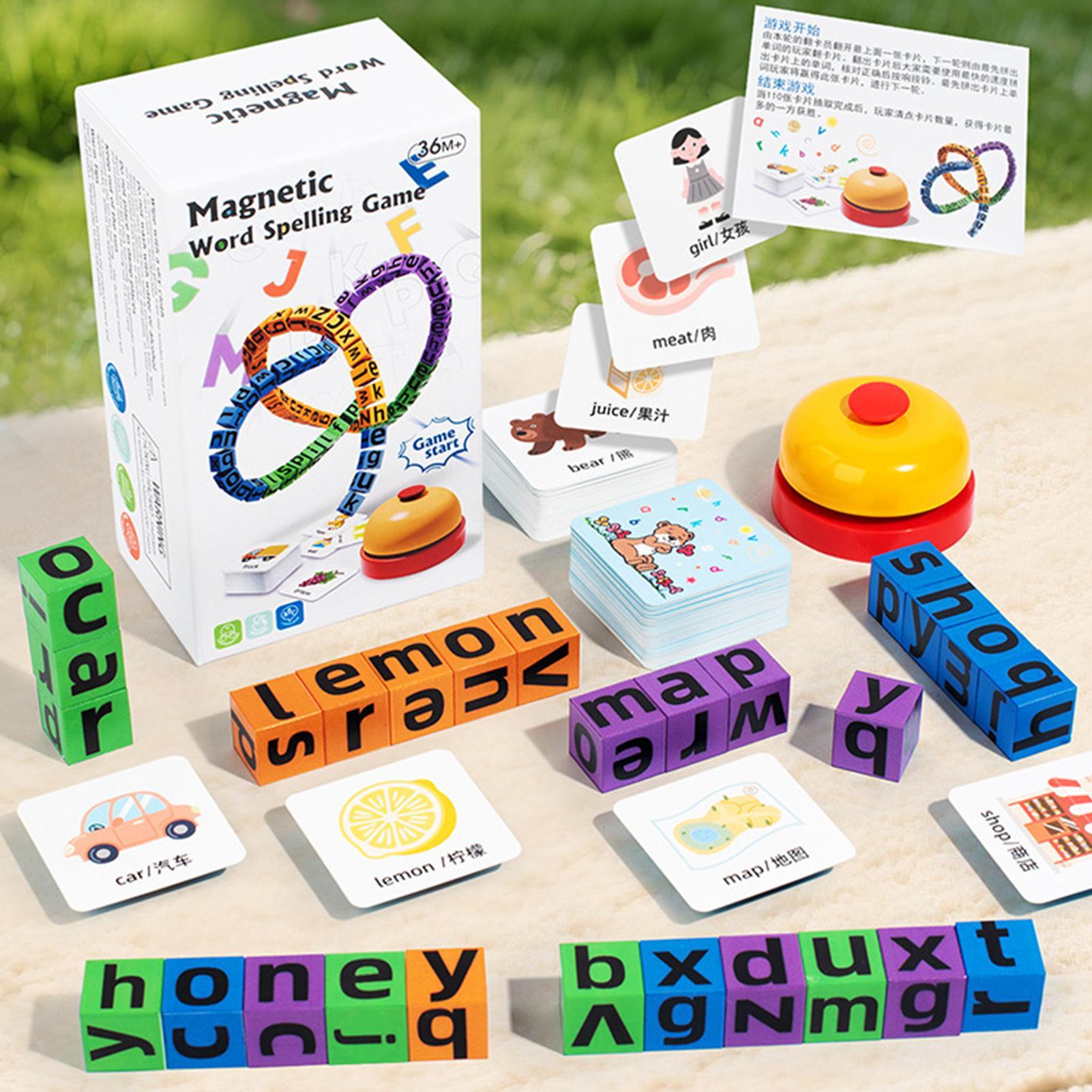 Sight Word Game - Alphabet-Magnete Wort-Buchstabier-Spielset Lehrreiches STEM-Spielzeug Kühlschrank-Wortlernspiel Bausteine