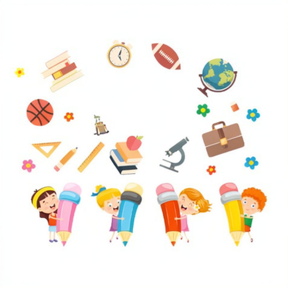 Background For Kids Education - Pädagogische Schreibwaren-Wandaufkleber für Kinderzimmer, Hintergrunddekoration, Bleistift,