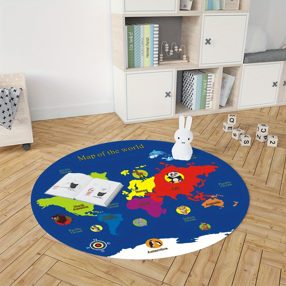 Weltkarten-Rundteppich aus Fla – Kids Education Rug Bewertung und Preis