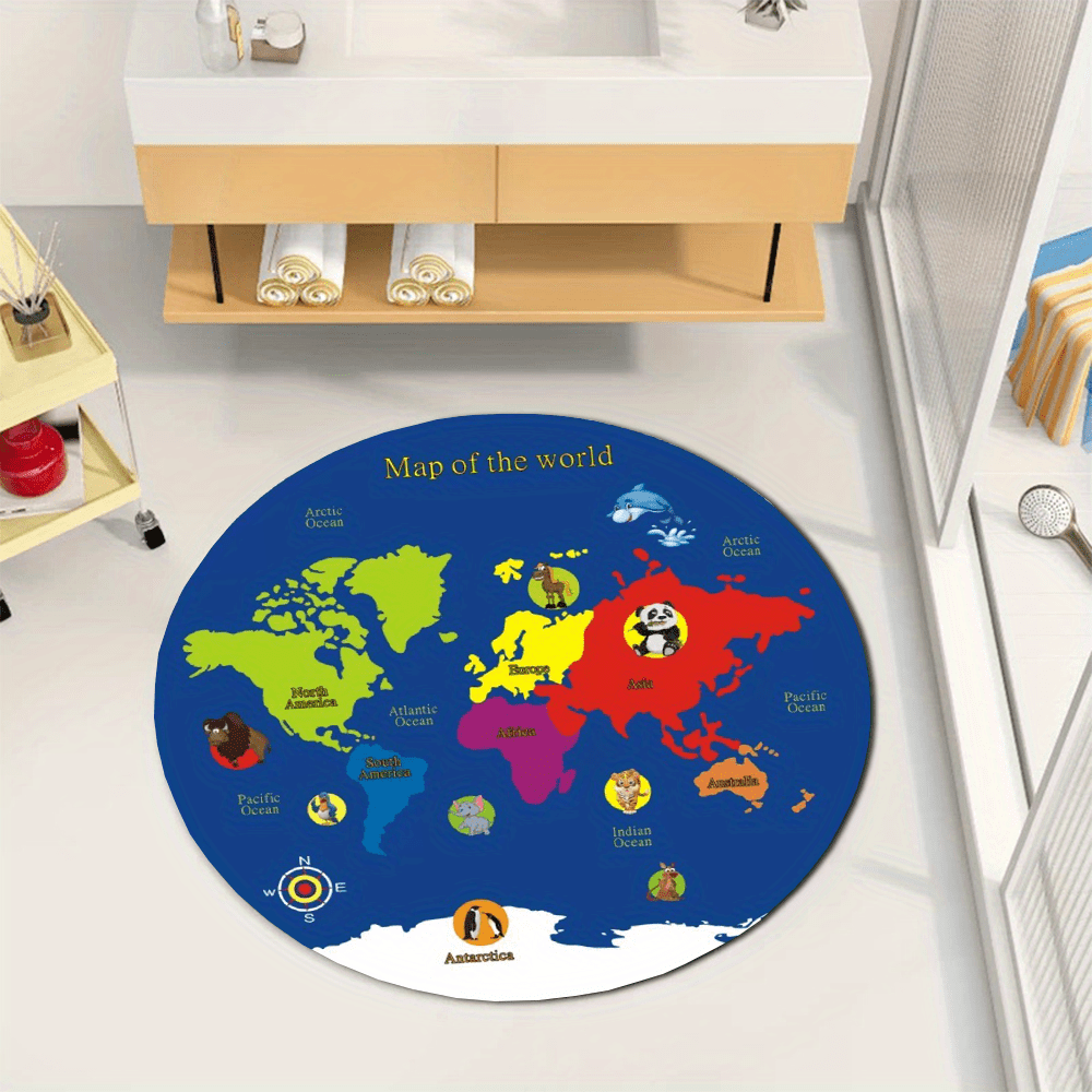Weltkarten-Rundteppich aus Fla – Kids Education Rug Bewertung und Preis
